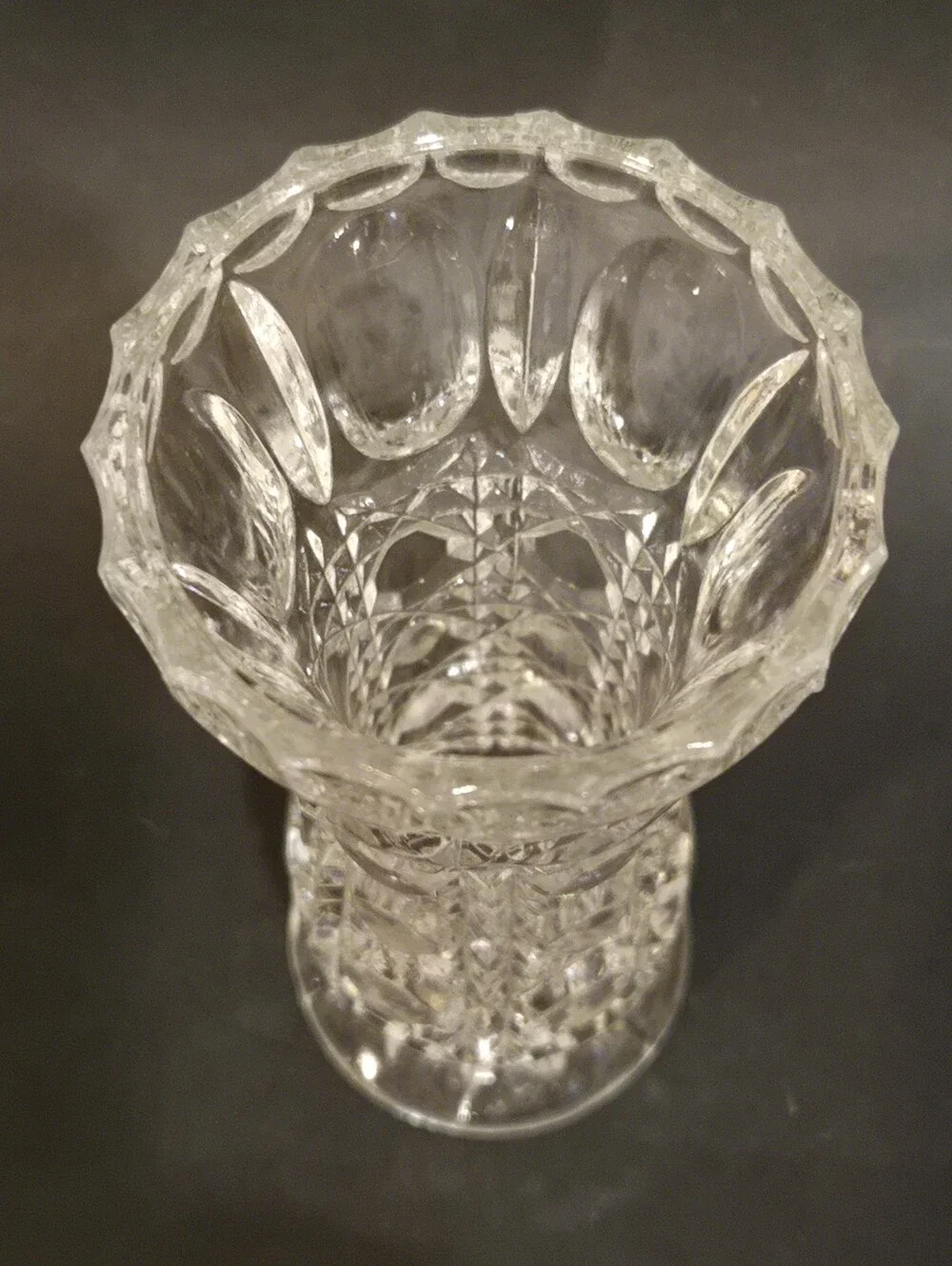 Vintage Cane & Button Crystal-Style Pressed Glass Vase - Elegant Home Accent